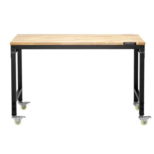 VEVOR Werkbank 1220x610x711-1003mm, 907 Tragkraft, Werkbank mit Steckdose, Rädern und Stecktafel, robuster Arbeitstisch mit Eichenholzplatte für Garage, Werkstatt, Büro und Zuhause – Bild 10
