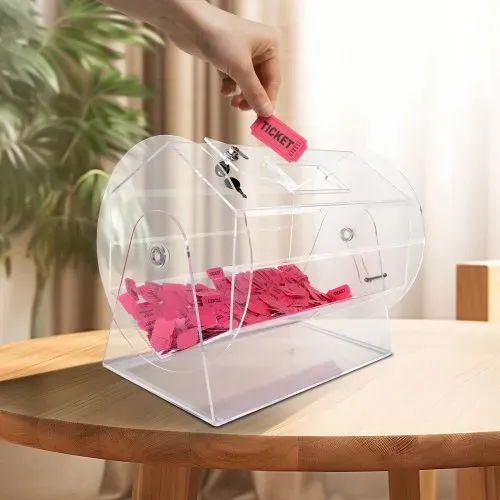VEVOR Lostrommel Glückskind 10.000 Lose oder 300 Tombola-Kugeln Fassungsvermögen, Professioneller Los-Drehkäfig mit 2 Schlüsseln, Transparente Lotterie-Drehscheibe, Losbox für Lotteriespiele – Bild 7