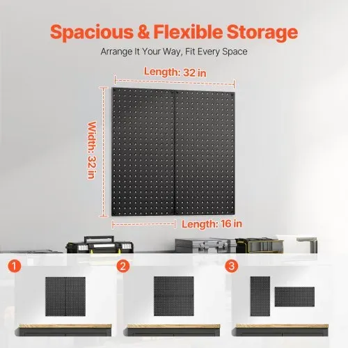 VEVOR Werkzeugwand, 81x40cm, Lochwand 2 Platten, robuster Stahl-Stecktafel-Wand-Organizer, für Wohnzimmer, Garage, Werkzeugaufbewahrung, Werkbank, Büroorganisation, Bastelraum, Küche, Zuhause, schwarz – Bild 3