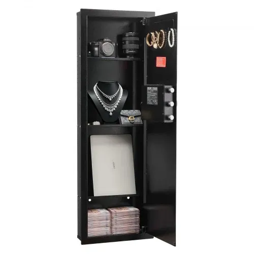 VEVOR Wandsafe Wandtresor mit Passwort & Schlüssel, Einbaugehäuse aus kaltgewalztem Stahl Q235 mit verstellbaren Ablagen & LED-Beleuchtung, Einbausafe Schranktresor für Geld Schmuck Reisepass – Bild 8