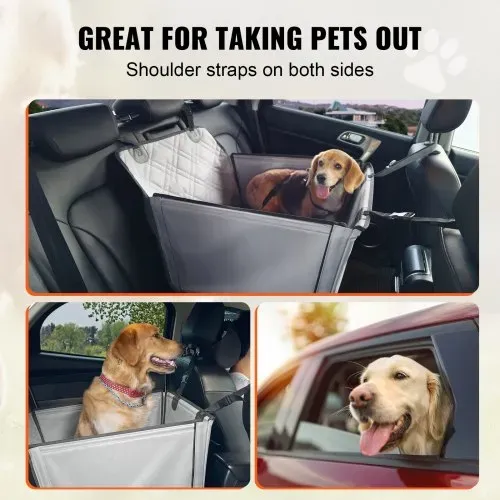 VEVOR Hundeautositz, wasserdichter Hundesitzerhöhung fürs Auto mit Stützrahmen, Haustierautositz mit ansteckbarer Sicherheitsleine, Hundeautobett für kleine, mittelgroße und große Hunde bis 22 kg, grau – Bild 5