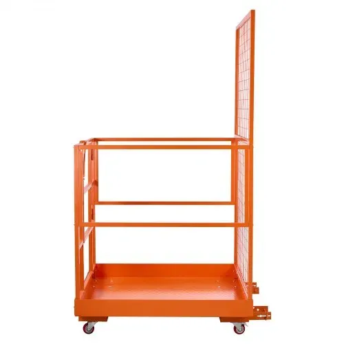VEVOR Staplerbühne 1225x1148mm, 635kg Belastbarer Arbeitskorb aus Kohlenstoffstahl, Arbeitsbühne mit 155x60mm Einfahrtaschen Verriegelungsstift & Rollen, Gabelstapler-Sicherheitskorb für Höhenarbeiten – Bild 9