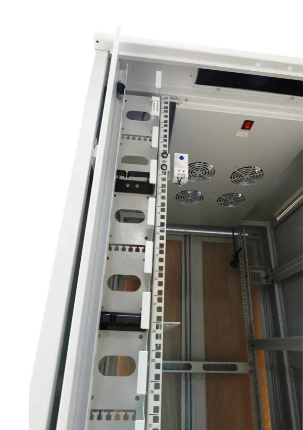 ALLNET 19"Schrank, 42HE, B800/T1000mm, perforierte Blechtüren, Lichtgrau, SNB-Serie, – Bild 3