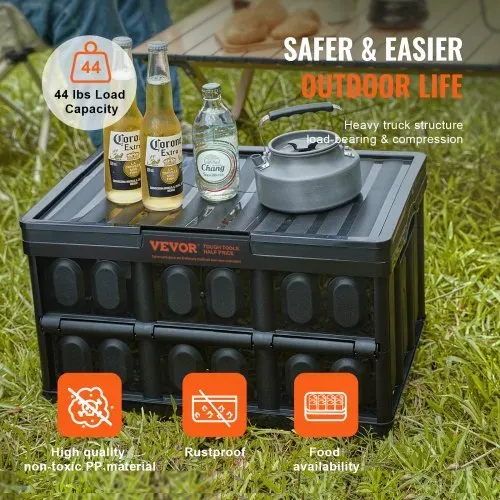 VEVOR 3er-Set 45L Profi Klappbox aus PP Transportbox mit Deckel Faltbarer Aufbewahrungsbox mit Handgriff Stapelbare Kisten Storage Box Faltboxen Stapelboxen für Aufbewahrung & Transport – Bild 3