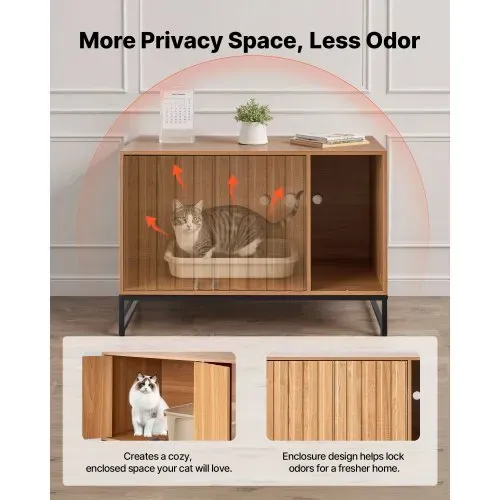 VEVOR Katzenschrank, 800x510x568 mm, Katzentoilette mit Kratzpad & Stauraum, Katzenklo Schrank, Katzenhaus, passend für die meisten Katzentoiletten, für Schlafzimmer & Wohnzimmer – Bild 2
