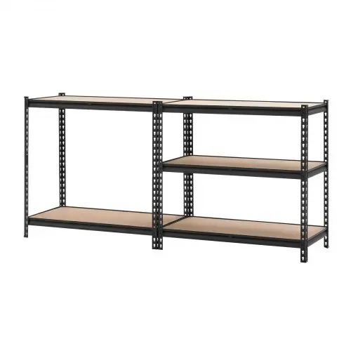 VEVOR Schwerlastregal 923x459x1813mm, 907,2kg Belastbares Lagerregal mit Stahlgestell 5 Verstellbaren MDF-Platten, Teilbares Steckregal als Werkbank, Flexibles Metallregal für Keller Garage Werkstatt – Bild 9
