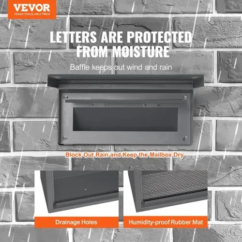 VEVOR Mauerdurchwurf Briefkasten Einbaubriefkasten 320x158x430mm dunkelgrau VEVOR Mauerdurchwurf Briefkasten Einbaubriefkasten 320x158x430mm dunkelgrau