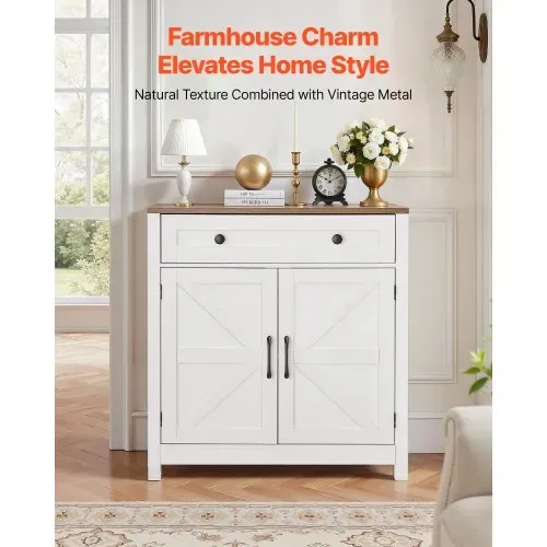 VEVOR Sideboard Küchenschrank mit Schubladen, Buffetschrank Landhaus-Stil für Wohnzimmer Eingangsbereich Küche, Aufbewahrungsschrank 75 x 37,5 x 80 cm Küchenbuffet Buffetschrank Weiß + Braun VEVOR Sideboard Küchenschrank mit Schubladen, Buffetschrank Landhaus-Stil für Wohnzimmer Eingangsbereich Küche, Aufbewahrungsschrank 75 x 37,5 x 80 cm Küchenbuffet Buffetschrank Weiß + Braun