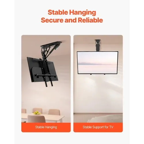 VEVOR motorisierte TV Deckenhalterung Halterung für 813 bis 1651 mm Fernseher, elektrischer verstellbarer herunterklappbarer Ständer mit max. VESA 60 x 60 cm, passend für Fernseher bis zu 40 kg – Bild 3