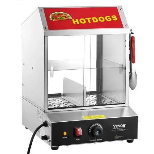VEVOR Hot Dog Dampfgarer, 27L, 2-stufiger Hot Dog Hütten-Dampfgarer, 30℃~85℃ Temperaturregelung, elektrischer Brötchenwärmer mit Schiebetüren aus gehärtetem Glas, Trennplattenzange, Edelstahl, für Hot Dogs & Brötchen – Bild 10