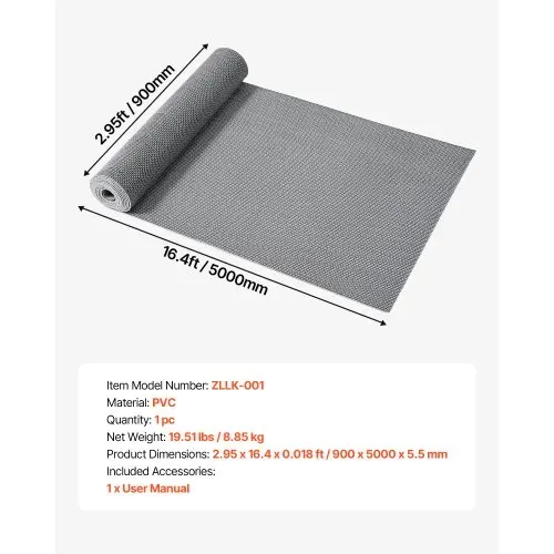 VEVOR Drainagematte PVC (0,9 m x 5 m), Rutschfeste PVC-Bodenmatte Spritzschutzmatte für Nassbereiche, Hohlmattenrolle, Antirutschmatte für Schwimmbäder, Terrassen, Badezimmer & Toiletten, Grau – Bild 6