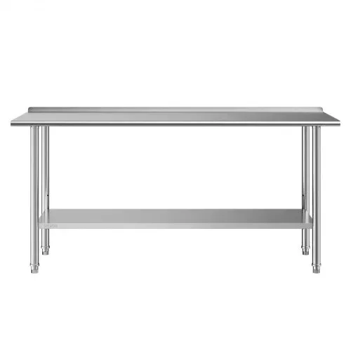 VEVOR Edelstahltisch Gastro 1829 x 610 x 894 mm, Verstellbarer Edelstahltisch mit Aufkantung, Arbeitstisch mit Grundboden für Restaurant Schwerlast Obere Ablage (263 kg) Untere Ablage (218 kg) – Bild 8