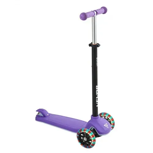 VEVOR Scooter (3 Räder) ab 3 Jahren, Cityroller Kinderroller mit leuchtenden Rädern & höhenverstellbarem Lenker & rutschfestem Deck & leichtem Aluminiumrahmen, Tretroller bis zu 75 kg, Lila – Bild 9