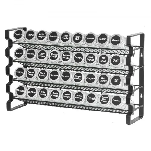 VEVOR 4-stöckiges Gewürzregal Gewürzhalter mit 36 leeren Gewürzgläser & Gestell & Gewürzetiketten & Trichter-Komplettset, Gewürz-Organizer für Küchen Schrank Speisekammer (463 x 118 x 282 mm) – Bild 10