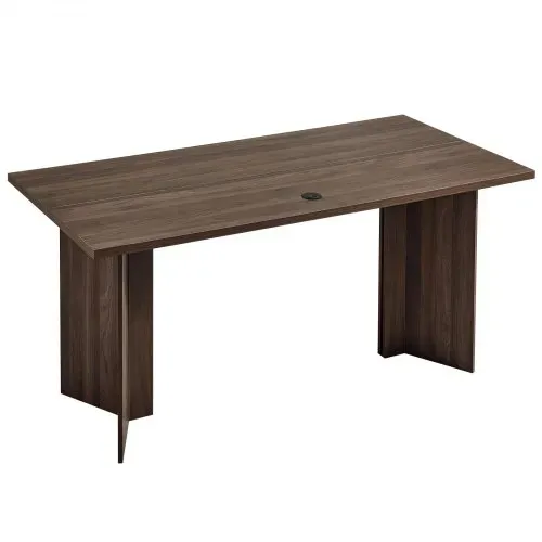 VEVOR Chefschreibtisch (160 lang) moderner Bürotisch mit Kabelanschlussloch, Schreibtisch aus Wabenplatte + Spanplatte, 113,4 kg Tragkraft, Computertisch für Arbeit Studium Schreiben, Braun+Schwarz – Bild 10