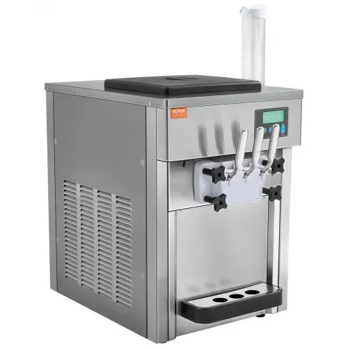 VEVOR Kommerzielle Eismaschine, 1800 W, 3-Geschmacksrichtungen, Softeismaschine Arbeitsplatte, 2 x 4 L Trichter, 2 x 1,8 L Zylinder, LCD-Bildschirm, Automatische Reinigung, Vorkühlung – Bild 9