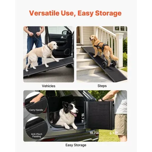 VEVOR Hunderampe, 180 x 50,8 cm, faltbare Hundeautorampen für mittelgroße & große Hunde bis 113 kg, Hundetreppe mit rutschfester Oxford-Gewebeoberfläche, tragbare Einstiegshilfe für SUV & LKW – Bild 5