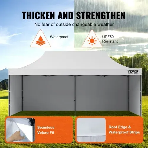 VEVOR Pavillon 304,8x609,6x320cm Gartenzelt 500D PU-Silber-Gewebe Faltpavillon höhenverstellbar inkl. Aufbewahrungstasche Partyzelt 12-16 Personen Pop up Zelt Gartenpavillon für Campingausflug – Bild 2