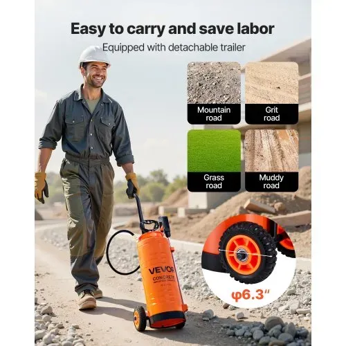 VEVOR Drucksprüher, Sprühgerät, Industrieller Betonsprüher mit Rolle, 13,2 L Edelstahlsprüher, Hochleistungs-Pumpsprüher, inkl. Schläuche, 2 Messingdüsen, ideal für Bau, Rasen und Garten – Bild 3