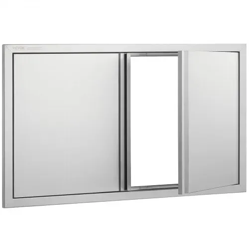 VEVOR Grill-Zugangstür, 914 x 534 mm, Doppelte Außenküchentür, Flächenbündig Montierte Edelstahltür, Vertikale Wandtür mit Versenkbaren Griffen, für Grillinsel, Grillstation, Außenschrank – Bild 8