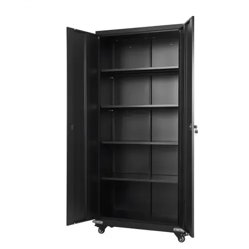 VEVOR Aktenschrank, 184,5 cm Metallschrank mit 4 Verstellbaren Einlegeböden, 2 Magnettüren & 2 Schlüsseln, Werkzeugschrank zur Aufbewahrung von Werkzeugen für Speisekammer, Lager, Keller, Büro – Bild 8