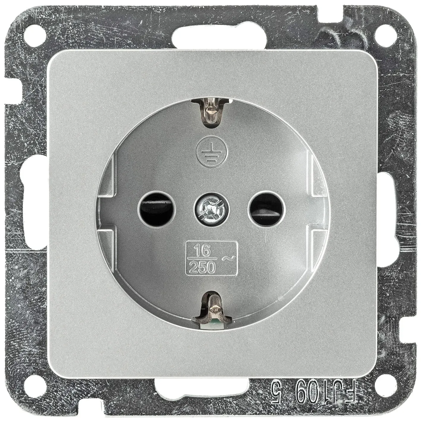 DELPHI Schutzkontakt-Steckdose, silber 250V~/ 16A, Steckanschluss, ohne Rahmen DELPHI Schutzkontakt-Steckdose, silber 250V~/ 16A, Steckanschluss, ohne Rahmen