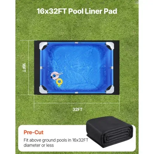 VEVOR Poolunterlage, 4,8x9,7 m, für oberirdische Schwimmbecken, extra dicke Bodenplane, verhindert Einstiche, Poolmatte aus Geotextilmaterial, verlängert die Lebensdauer der Folie, Bodenschutzplane – Bild 4