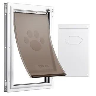 VEVOR Haustierklappe Hundeklappe aus Aluminiumrahmen mit Schloss & Klappensystem 210 x 303 mm, wetterfeste Hundeklappe Haustiertüre geeignet für Katzen Hunde Kätzchen (Weiß-S) einfache Montage VEVOR Haustierklappe Hundeklappe aus Aluminiumrahmen mit Schloss & Klappensystem 210 x 303 mm, wetterfeste Hundeklappe Haustiertüre geeignet für Katzen Hunde Kätzchen (Weiß-S) einfache Montage