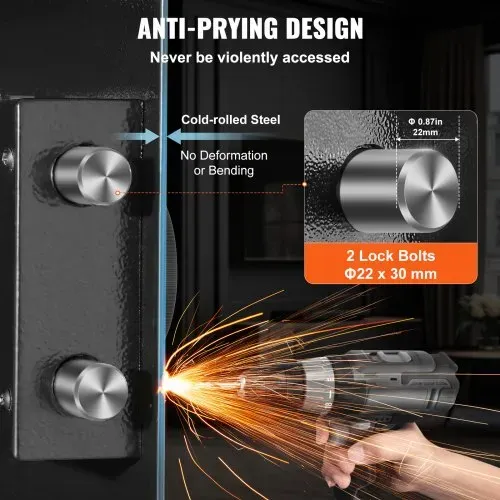 VEVOR 3-stufiger Waffentresor Wandtresor Safe, 3 herausnehmbaren Regalen 6 Schlüsselhaltern LED-Licht Vibrationsalarm, Tastenfeld und Schlüssel, für Langwaffe Pässe Schmuck Bargeld wichtige Dokumente – Bild 3