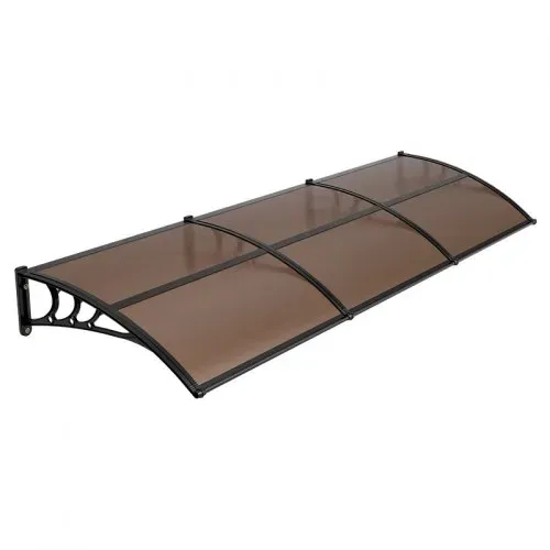 VEVOR Vordach für Haustür 965x2975 mm, Pultbogenvordach, Pultvordach mit Entwässerung & ABS-Halterung, Regen-, Schnee- & Sonnenschutz, Polycarbonat-Türüberdachung für Veranda & Terrasse, Braun – Bild 8