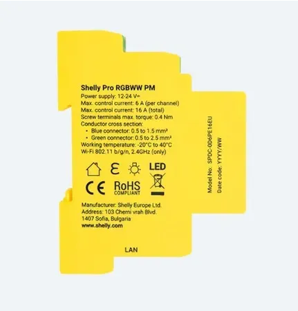 Shelly · Hutschiene · "Pro RGBWW PM" · LED Lichtcontroller · Messfunktion · WLAN · LAN · BT – Bild 2