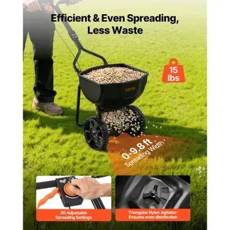 VEVOR Streuwagen 6,8 kg Fassungsvermögen, Düngerstreuer 3 m Streubreite, Schleuderstreuer mit 25,4 cm Reifen, einstellbarer Streumenge, Staatsgutstreuer für Dünger & Saatgut im Hausgarten VEVOR Streuwagen 6,8 kg Fassungsvermögen, Düngerstreuer 3 m Streubreite, Schleuderstreuer mit 25,4 cm Reifen, einstellbarer Streumenge, Staatsgutstreuer für Dünger & Saatgut im Hausgarten