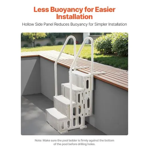VEVOR Poolleiter, Kunststoff-Pooltreppe mit 2 Handläufen, 4 rutschfesten Stufen, 180 kg Tragkraft, Schwimmbadtreppe für 122-137 cm große Einbaupools, Terrasse, Haus, Innen, Außen, Weiß – Bild 3