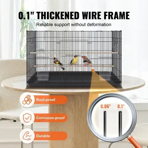 VEVOR Vogelvoliere 76x46x45cm Vogelkäfig aus Q195-Kohlenstoffstahl Vogelhaus für 2-3 mittelgroße bis große Vögel Voliere mit Sicherheitstür Vogelheim Vogelbauer – Bild 2