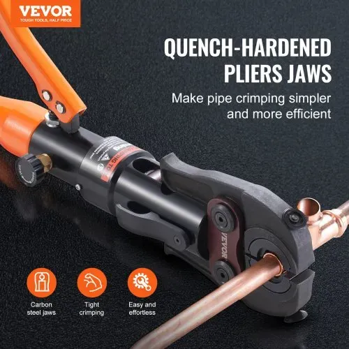 VEVOR Hydraulisches Rohr-Crimpwerkzeug für Kupferrohrverbindungen, Presszange mit TH16, TH20, TH26, TH32 Schnellwechselbacken, 360° drehbares Pressset für T-Verbindungsstücke auf engstem Raum, hydraulisch angetrieben VEVOR Hydraulisches Rohr-Crimpwerkzeug für Kupferrohrverbindungen, Presszange mit TH16, TH20, TH26, TH32 Schnellwechselbacken, 360° drehbares Pressset für T-Verbindungsstücke auf engstem Raum, hydraulisch angetrieben