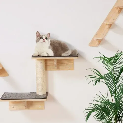 VEVOR Katzenregale zur Wandmontage, Katzenwandregale und Sitzstangen mit Sprungbrettern, Katzenbetten, Hängematten und Katzenbaum, Katzenmöbel und Regale bis zu 18 kg zum Schlafen, Spielen, Klettern, 7er-Set – Bild 7