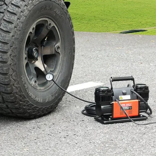 VEVOR 10,6 CFM Hochleistungs-Luftkompressor, 30 s schnelles Aufpumpen | Tragbarer Reifenfüller mit zwei Zylindern, 12 V 150 PSI Offroad-Luftpumpe mit Adaptern für LKWs, Autos, SUVs, 4 x 4-Fahrzeuge, Wohnmobile – Bild 7