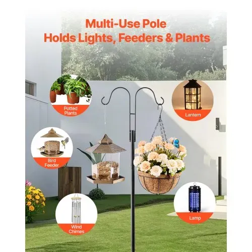 VEVOR Schäferhaken 8er-Pack, Hirtenhaken 156 cm, Garten Doppelhaken Laternenstab, 1,9 cm dicke Gartenhaken zum Aufhängen von Kolibri-Futterspendern, Pflanzenkörben, Solarlaternen, Windspielen – Bild 4