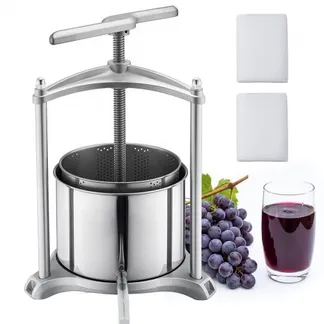 VEVOR Manuelle Beerenpresse 6 L aus Edelstahl (Innenbehälter), Weinpresse und Obstpresse für Äpfel, Weintrauben, Orangen und Gemüse, Apfelpresse mit 2 Filterbeuteln & T-förmigem Griff, Saftpresse VEVOR Manuelle Beerenpresse 6 L aus Edelstahl (Innenbehälter), Weinpresse und Obstpresse für Äpfel, Weintrauben, Orangen und Gemüse, Apfelpresse mit 2 Filterbeuteln & T-förmigem Griff, Saftpresse