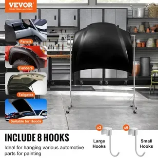 VEVOR Lackierständer, 1,5 – 2,1 m höhenverstellbar, 30 kg Tragkraft, Lackierständer für Autos, Lackiertrocknerständer mit 8 Haken und 4 Schwenkrädern, Karosserieständer für Autowerkstätten und Garagen VEVOR Lackierständer, 1,5 – 2,1 m höhenverstellbar, 30 kg Tragkraft, Lackierständer für Autos, Lackiertrocknerständer mit 8 Haken und 4 Schwenkrädern, Karosserieständer für Autowerkstätten und Garagen