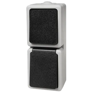 Feuchtraum Kombi-Dose McPower “Taff“, 250V~, Schalter+Steckdose, IP44, AP, grau Feuchtraum Kombi-Dose McPower “Taff“, 250V~, Schalter+Steckdose, IP44, AP, grau