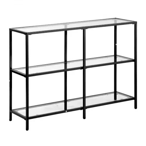 VEVOR 3-stufiger Konsolentisch moderner Flurtisch (100 x 30 x 72,9 cm) mit Platte aus gehärtetem Glas, 30 kg belastbarer Beistelltisch mit Kippschutz für Wohnzimmer Eingangsbereich Foyer Schwarz – Bild 8