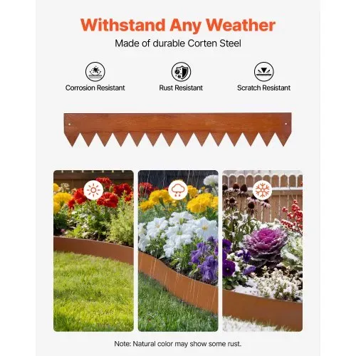 VEVOR Rasenkante, 6er-Pack, 1016×152 mm, Cortenstahl Beeteinfassung mit 8 Verbindungsplatten, Biegsame Beetbegrenzung, Rasenbleche, Mähkante Metall Gartenpalisade für Blumenbeete, Gartenwege VEVOR Rasenkante, 6er-Pack, 1016×152 mm, Cortenstahl Beeteinfassung mit 8 Verbindungsplatten, Biegsame Beetbegrenzung, Rasenbleche, Mähkante Metall Gartenpalisade für Blumenbeete, Gartenwege