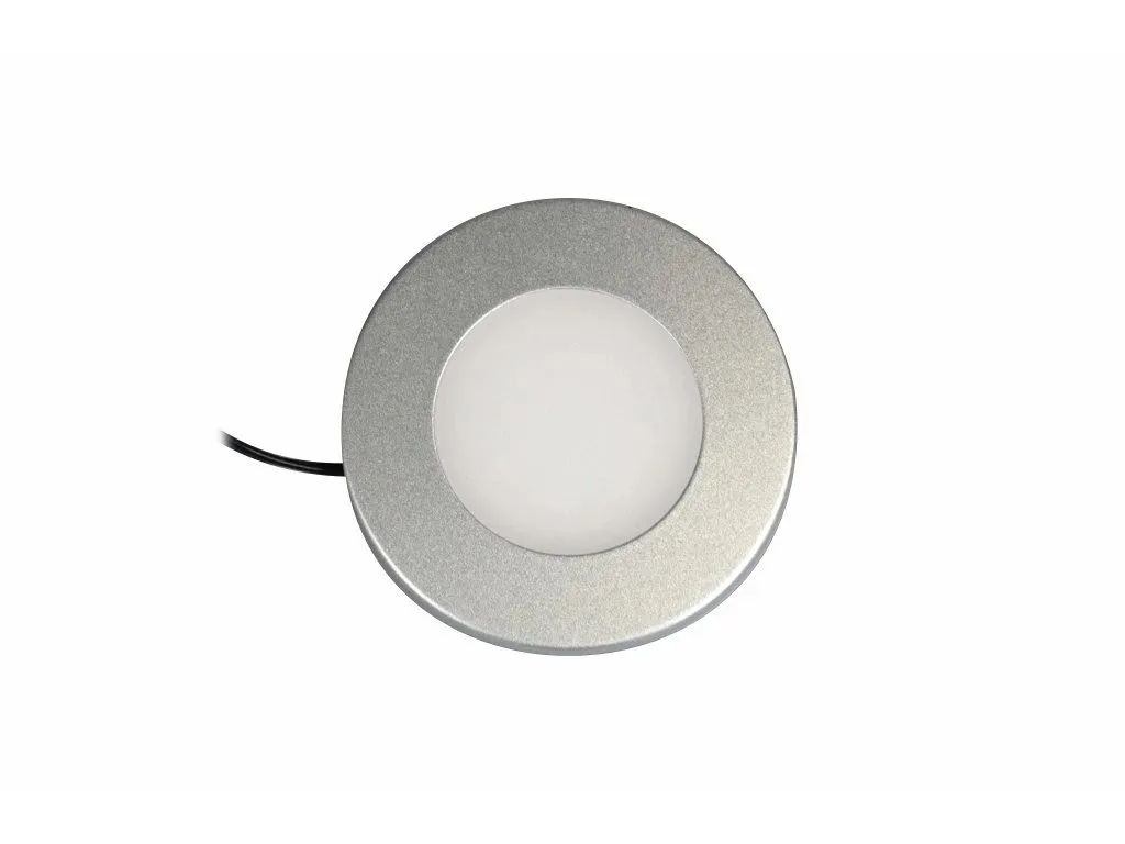Synergy 21 Downlight Round / 3000K Silber / 12V / 76Ø x 10mm Möbelleuchte mit AMP Stecker Synergy 21 Downlight Round / 3000K Silber / 12V / 76Ø x 10mm Möbelleuchte mit AMP Stecker