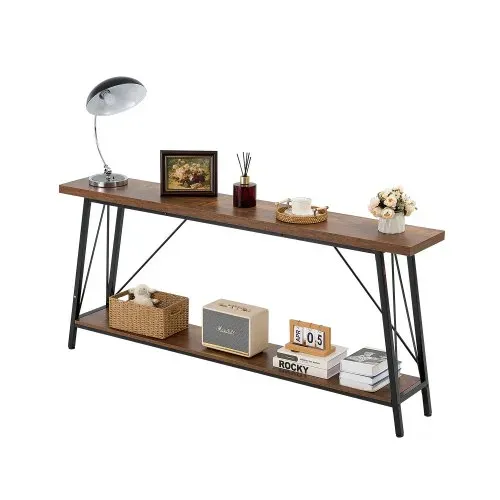 VEVOR schmaler Konsolentisch Eingangstisch (180 cm Länge / 45,3 kg belastbar), 2-stufiger Flurtisch Beistelltisch Sofatisch mit Metallrahmen, für Eingangsbereich Flur Wohnzimmer Schlafzimmer VEVOR schmaler Konsolentisch Eingangstisch (180 cm Länge / 45,3 kg belastbar), 2-stufiger Flurtisch Beistelltisch Sofatisch mit Metallrahmen, für Eingangsbereich Flur Wohnzimmer Schlafzimmer