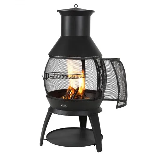 VEVOR Gartenkamin, φ500x1100mm Terrassenofen, Aztekenofen aus Eisen zum Grillen & Wärmen, Chimenea Feuerstelle mit Grillgitter, Kaminmantel & rostfreiem Kamindeckel, für Terrasse, Garten, Hinterhof – Bild 9