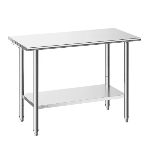 VEVOR Edelstahltisch Gastro 1220 x 610 x 864 mm, Verstellbarer Edelstahltisch Küchentisch, Arbeitstisch Gewerblich mit Grundboden für Restaurant Schwerlast Obere Ablage (245 kg) Untere Ablage (204 kg) VEVOR Edelstahltisch Gastro 1220 x 610 x 864 mm, Verstellbarer Edelstahltisch Küchentisch, Arbeitstisch Gewerblich mit Grundboden für Restaurant Schwerlast Obere Ablage (245 kg) Untere Ablage (204 kg)