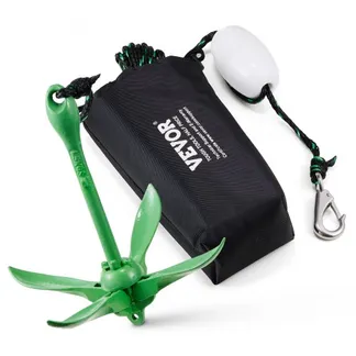 VEVOR Kajak-Ankerset, 3,5 lbs Paddle Board-Ankerset mit 8 m Seil und Boje, Faltbarer Kleiner Bootsanker mit Aufbewahrungstasche und Karabinerhaken, Kajak-Zubehör für Kajaks, Kleine Boote, Kanus VEVOR Kajak-Ankerset, 3,5 lbs Paddle Board-Ankerset mit 8 m Seil und Boje, Faltbarer Kleiner Bootsanker mit Aufbewahrungstasche und Karabinerhaken, Kajak-Zubehör für Kajaks, Kleine Boote, Kanus