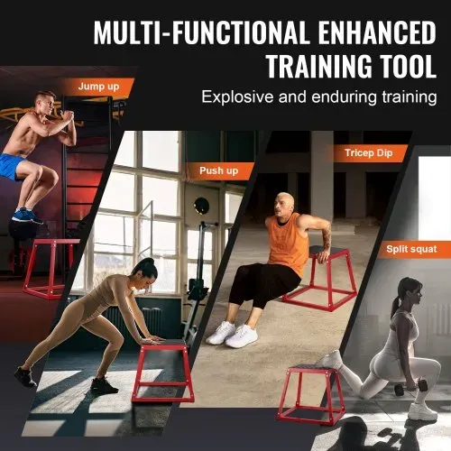 VEVOR 4-teilige Plyometrische Sprungboxen, 305/458/609/762 mm Plyometric Box Rot, Rutschfestes Fitness-Übungs-Step-Up-Box-Set für Heim-Fitness-Training, Konditions-Krafttraining, Jump Training Tragbar – Bild 4