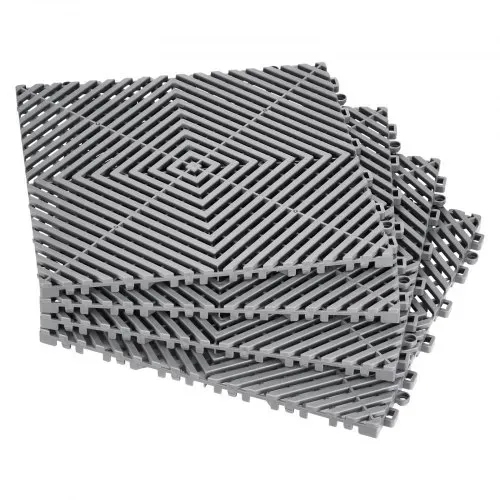 VEVOR ineinandergreifende Drainagematte Duschmatte 31 x 31 cm modulares ineinandergreifende Bodenmatten, 40 Stk. Spleiß-Drainagematten, rutschfeste Drainage-Bodenfliesen, für Garage Garten Grau – Bild 9